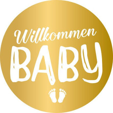 Applikation Willkommen Baby Pappe abgesetzt mit Schaumstoff Klebepad