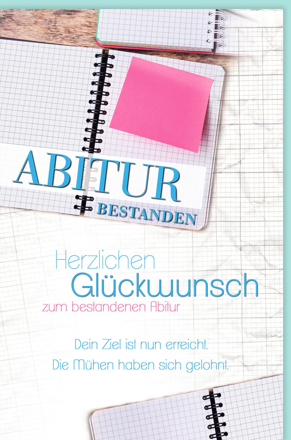 Abitur-Erfolg Doppelkarte - Glückwunschkarte zum Bestehen der Prüfung, Abschlussfeier Geschenk für Schüler & Studenten