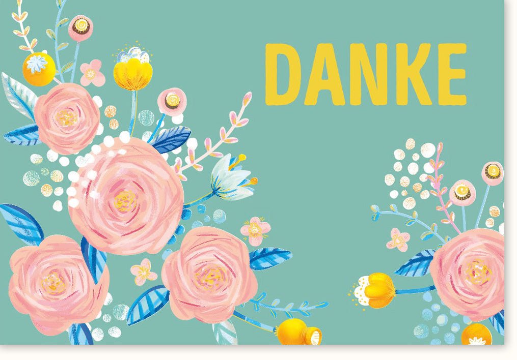 Danksagungskarte "Floraler Dank" - Dankeschön Karte für besondere Anlässe, Grusskarten mit Blumendesign & Handschrift, Pastellfarben Illustration, Feier & Wertschätzung Ausdruck, inkl. Umschläge