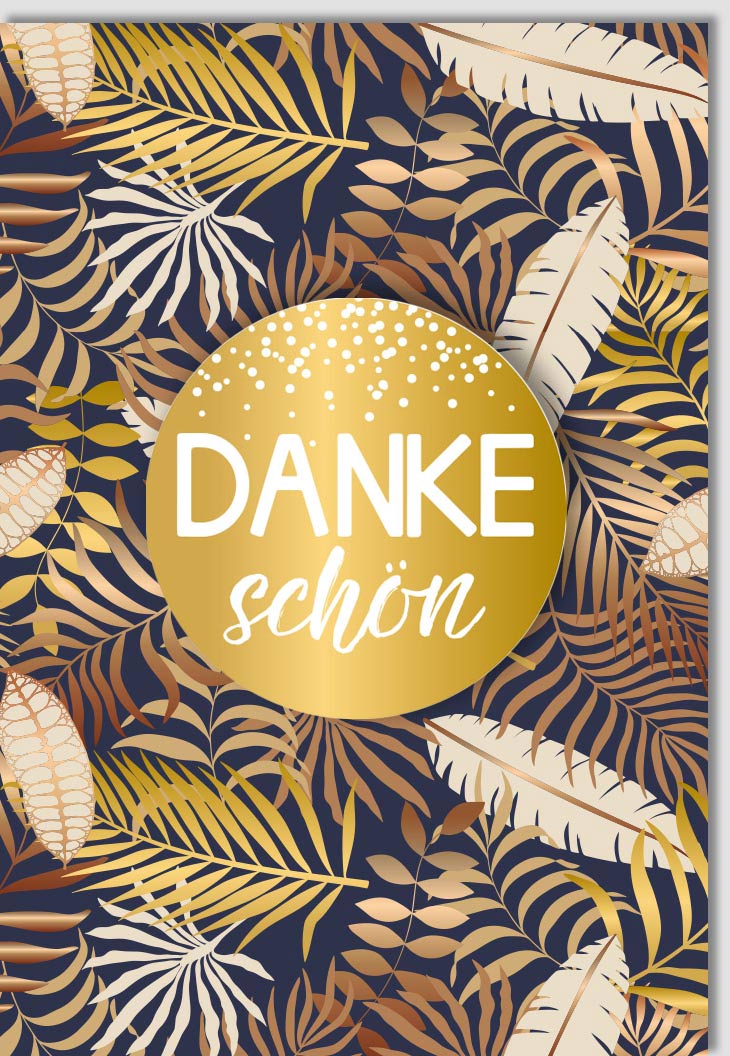 Danksagungskarte "Elegante Natur" - Schlichtes Design mit Goldapplikation, Grüne Zweige & Blätter, Moderne Dankeschön Karte für Jeden Anlass, Feier & Festlichkeit - Stilvolle Gratitude Doppelkarte