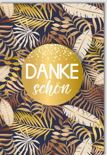Danksagungskarte "Elegante Natur" - Schlichtes Design mit Goldapplikation, Grüne Zweige & Blätter, Moderne Dankeschön Karte für Jeden Anlass, Feier & Festlichkeit - Stilvolle Gratitude Doppelkarte