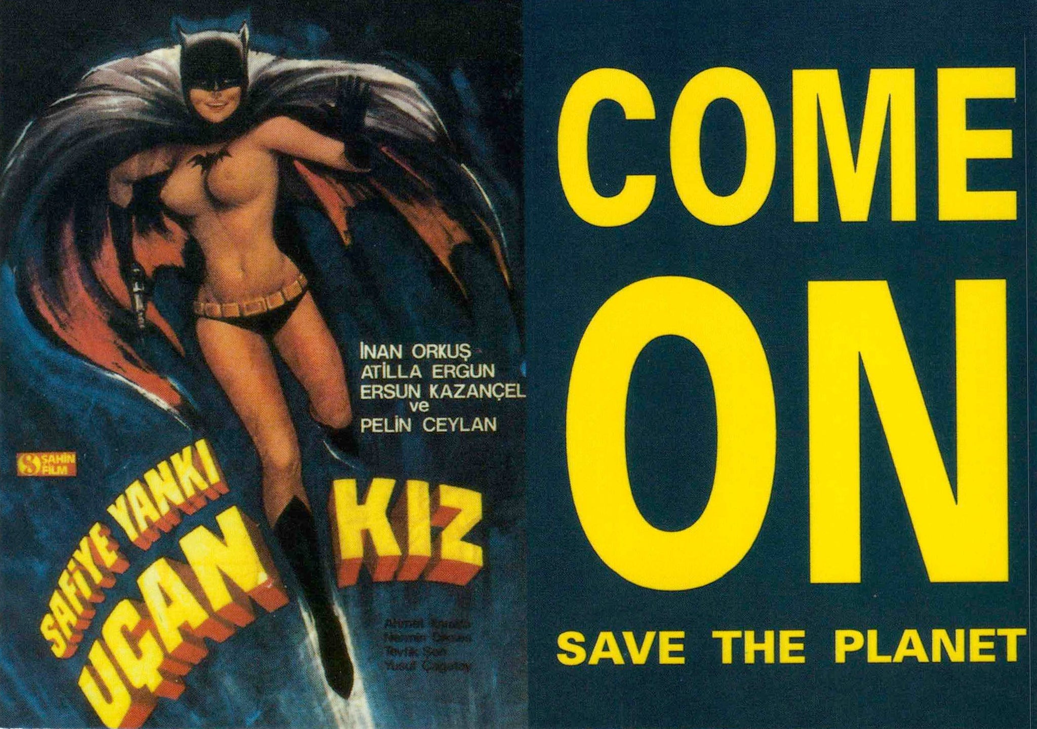 Film Postkarte pulp fuction - come on safe the planet