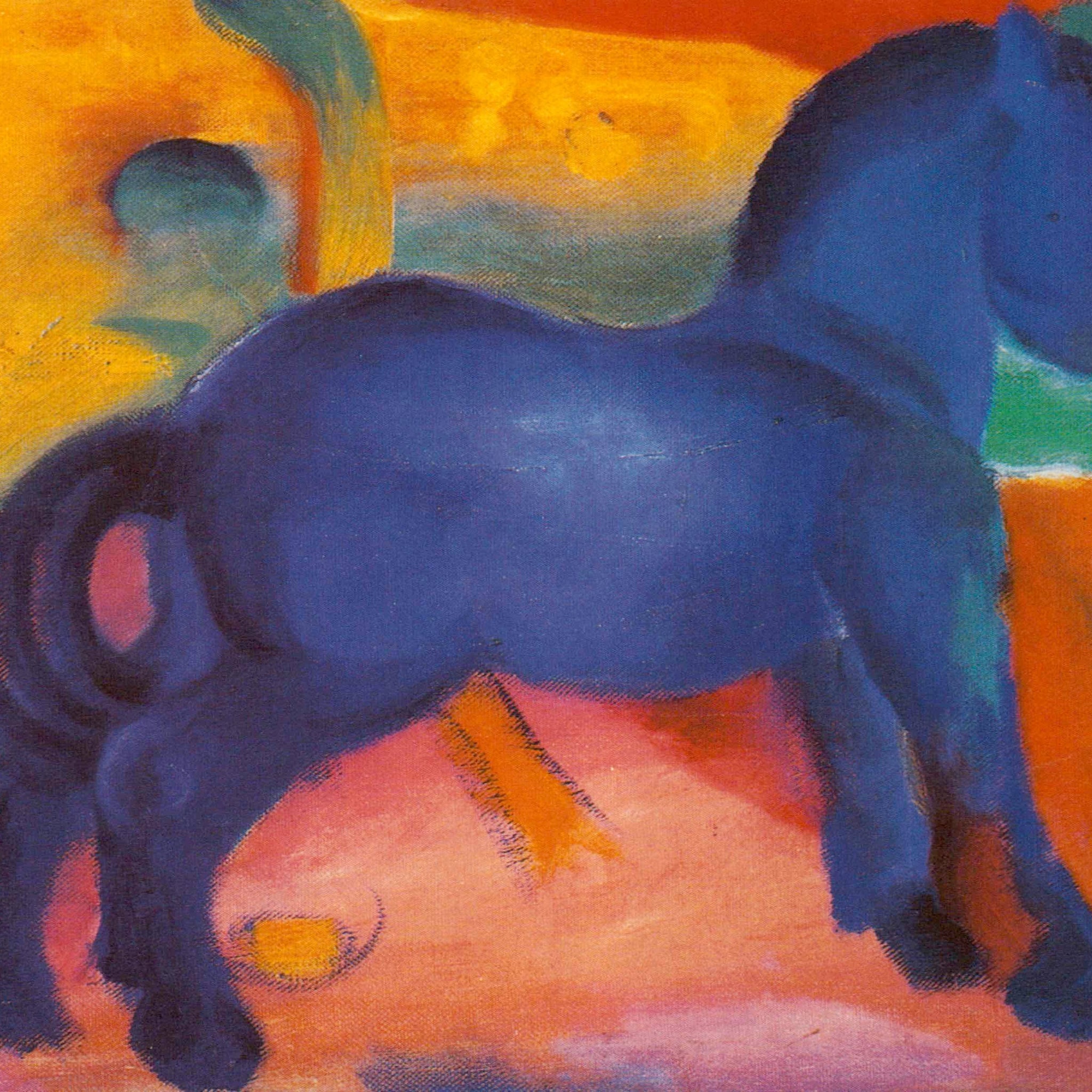 Expressionismus Kunstpostkarte - Franz Marc Blaues Pferdchen, Farbenfrohes Gemälde Tiermotiv, Künstlerische Blankopostkarte, Dekoratives Sammelobjekt & Modern Art Design, Ideal für Kunstsammler