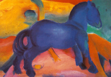 Expressionismus Kunstpostkarte - Franz Marc Blaues Pferdchen, Farbenfrohes Gemälde Tiermotiv, Künstlerische Blankopostkarte, Dekoratives Sammelobjekt & Modern Art Design, Ideal für Kunstsammler