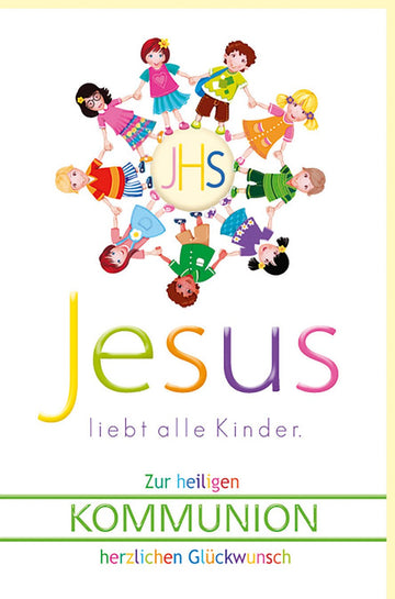 Erstkommunion Doppelkarte - Glückwunschkarte zur Kommunion mit Jesus-Motiv, für Kinder und Familie, Christliche Segenskarte, Gelbe Einladungs- & Dankeskarte für Kirchenfeier, Glaube & Liebe, Ideal für Eltern & Paten