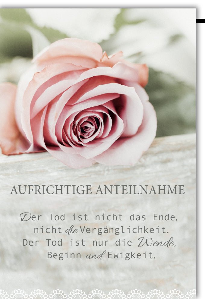 Beileidskarte zur Trauerbekundung - Elegante Doppelkarte mit tröstendem Trauerspruch, Rosa Motiv für Abschied & Beerdigung, Ausdruck von Mitgefühl und Anteilnahme für Angehörige und Freunde