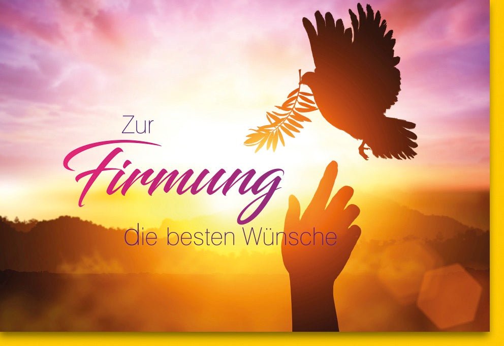 Firmung Glückwunschkarte - Spirituelle Doppelkarte mit Taube & Sonnenuntergang, Segenswünsche zur Feier des Glaubens, Ideal für Erstkommunion, Konfirmation & Jugendweihe, Christliche Festlichkeit