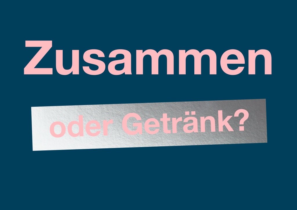 Freundschafts - Postkarte mit Spruch: Witzige Typografie, Humorvoller Schriftzug, Blau & Rosa Glanz, Lustiges Geschenk