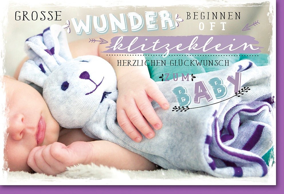 Geburtskarte für Neugeborene: Glückwunschkarte Baby, Gratulations Doppelkarte zur Babyparty, Willkommen Babyglück