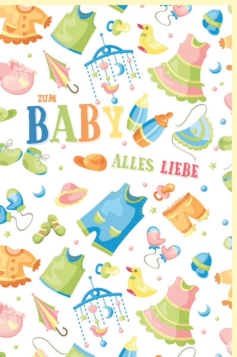 Geburtskarte für Neugeborene – Glückwunschkarte mit Babykleidung, Schnuller & Flaschenmotiv, Ideal als Babyparty Geschenk & Kinderzimmer Deko