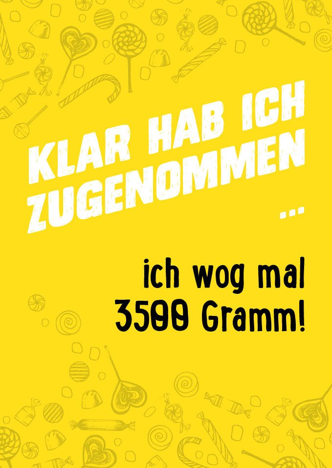 Geburtskarte "Willkommen kleines Leichtgewicht" - Witzige Postkarte mit Spruch, Gelbe Illustration, Humorvolle Glückwünsche zur Geburt eines Babys