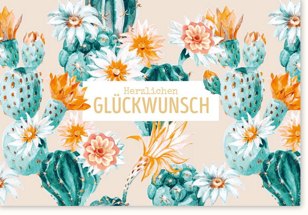 Geburtstags - & Allgemeine Anlässe Doppelkarte – Elegante Glückwunschkarte mit Blumenmuster in Pastellfarben, Floral Kaktus Design Grußkarte für Feier und Gratulation, Hochwertige Klappkarte