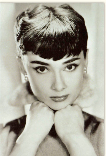 Geburtstags - & Anlass - Doppelkarte: Elegante Blankokarte in Schwarz - Weiß, Vintage Filmstar Portrait, Klassische Retro Schauspielerin Diva, Zeitlose Grußkarte für Geburtstag, Einladung, Danke & Beileid