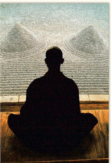 Geburtstags - Doppelkarte für Meditation & Entspannung - Spirituelle Grußkarte mit Mönch - Motiv, Zen Weisheit & Innere Ruhe, Blankokarte für Besinnung und Mindfulness, Frieden und Spiritualität