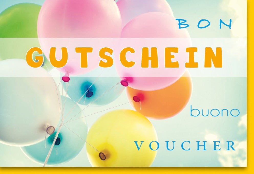 Geburtstags - Doppelkarte mit Ballons – Farbenfroher Gutschein für Himmelsfeier, Geschenkkarte & Voucher, Ideal zum Gratulieren & Schenken