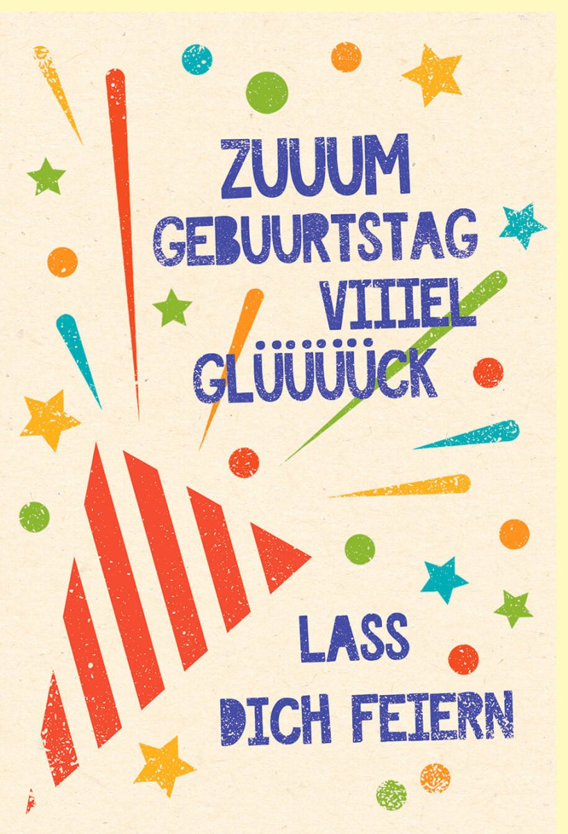 Geburtstags - Doppelkarte mit bunten Punkten und Sternen - Umweltfreundliche Glückwunschkarte aus Zuckerrohrpapier, Farbenfroh & Nachhaltig für Erwachsene und Kinder, Freude & Gratulation, Party & Festlichkeit