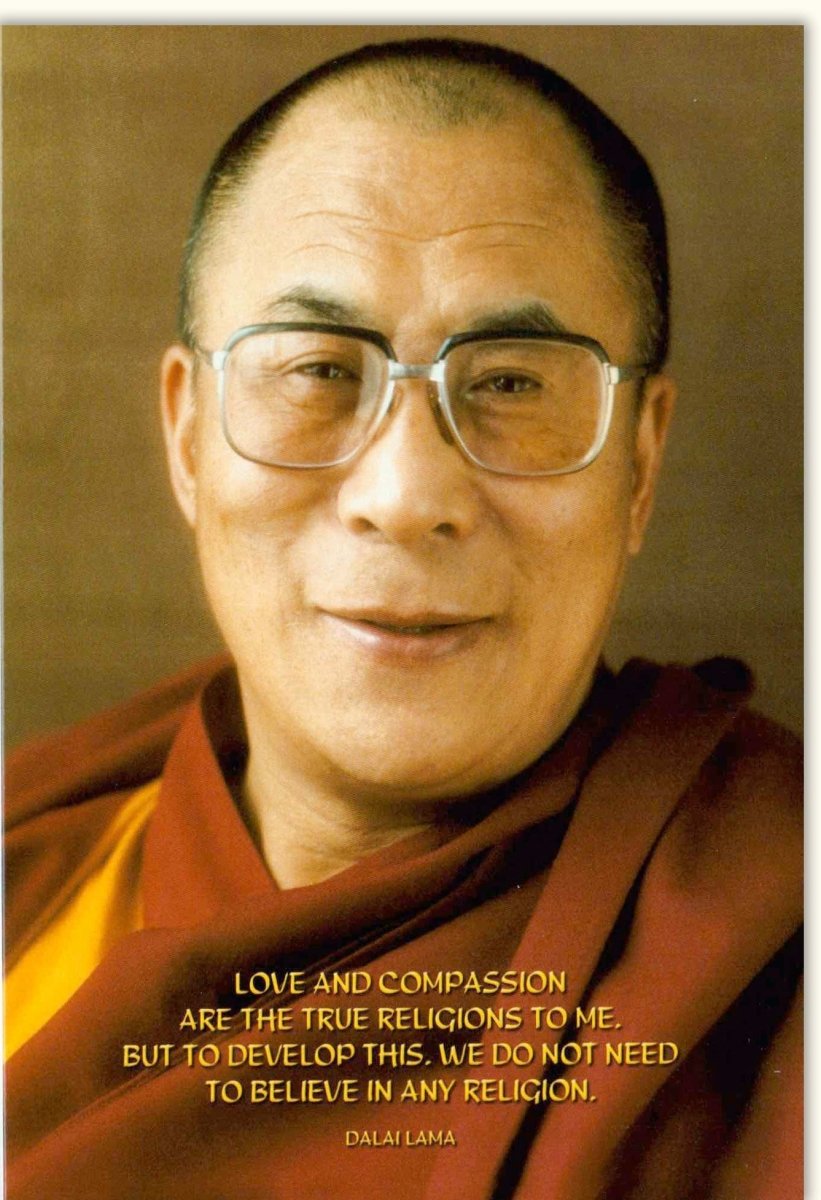 Geburtstags - Doppelkarte mit Dalai Lama Zitat - Liebe & Mitgefühl, Spirituelle Weisheit, Tushita Grußkarte für Achtsamkeit und Resilienz, Inspirierende Motivation aus Tibet für Frieden und Harmonie