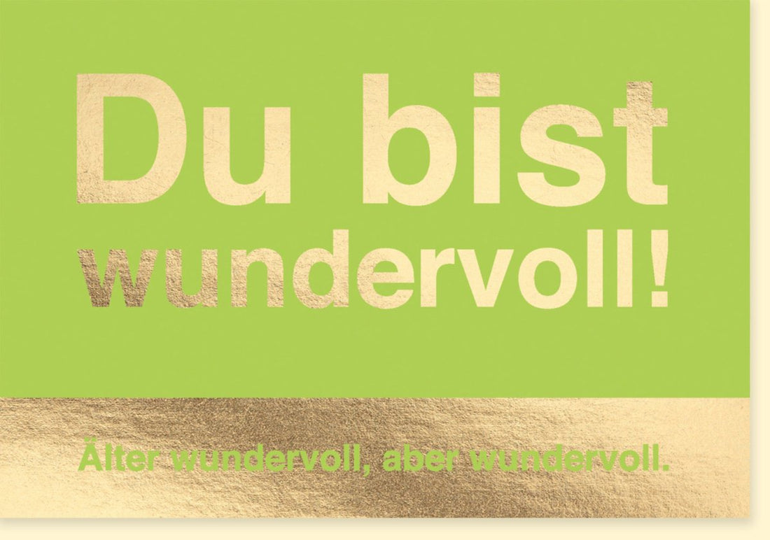 Geburtstags - Doppelkarte mit Glitzer: Lustige & Witzige Gratulation, Goldener Schriftzug, Humorvolle Feierkarte