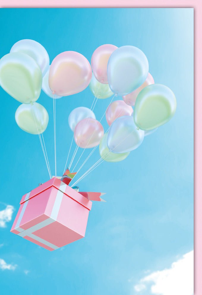 Geburtstags - Doppelkarte mit Luftballons – Blankokarte für Glückwünsche & Überraschungen, Pastellfarben, Ideal für Hochzeit, Jubiläum & Feiertage
