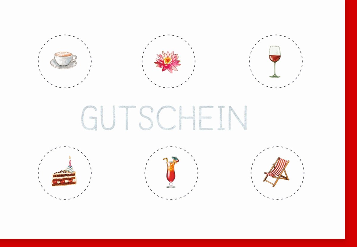 Geburtstags - Doppelkarte – Universeller Gutschein für Wellness, Essen & Erlebnis | Mehrfach - Geschenkgutschein mit Relax - Motiv