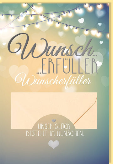 Geburtstags - & Hochzeits - Doppelkarte – Geldgeschenk & Gutscheinkarte, Wunscherfüller mit Herzlichen Glückwünschen, Individualisierbares Geldkuvert in Pastellfarben für Erwachsene & Jugendliche, Beige