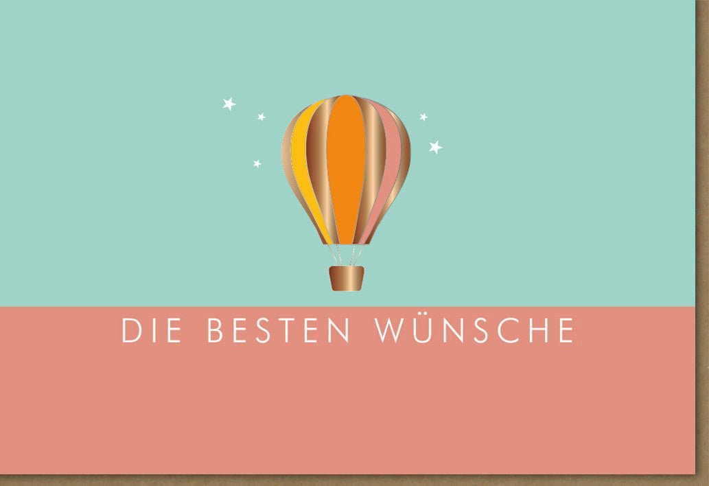 Geburtstags - & Jubiläums - Doppelkarte mit Ballon - Motiv und Schriftzug, Glückwunschkarte für Feierlichkeiten, Pastellfarben in Mint & Orange, Ideal als Geschenk für Erwachsene und Jugendliche, Hochwertige Gratulationskarte