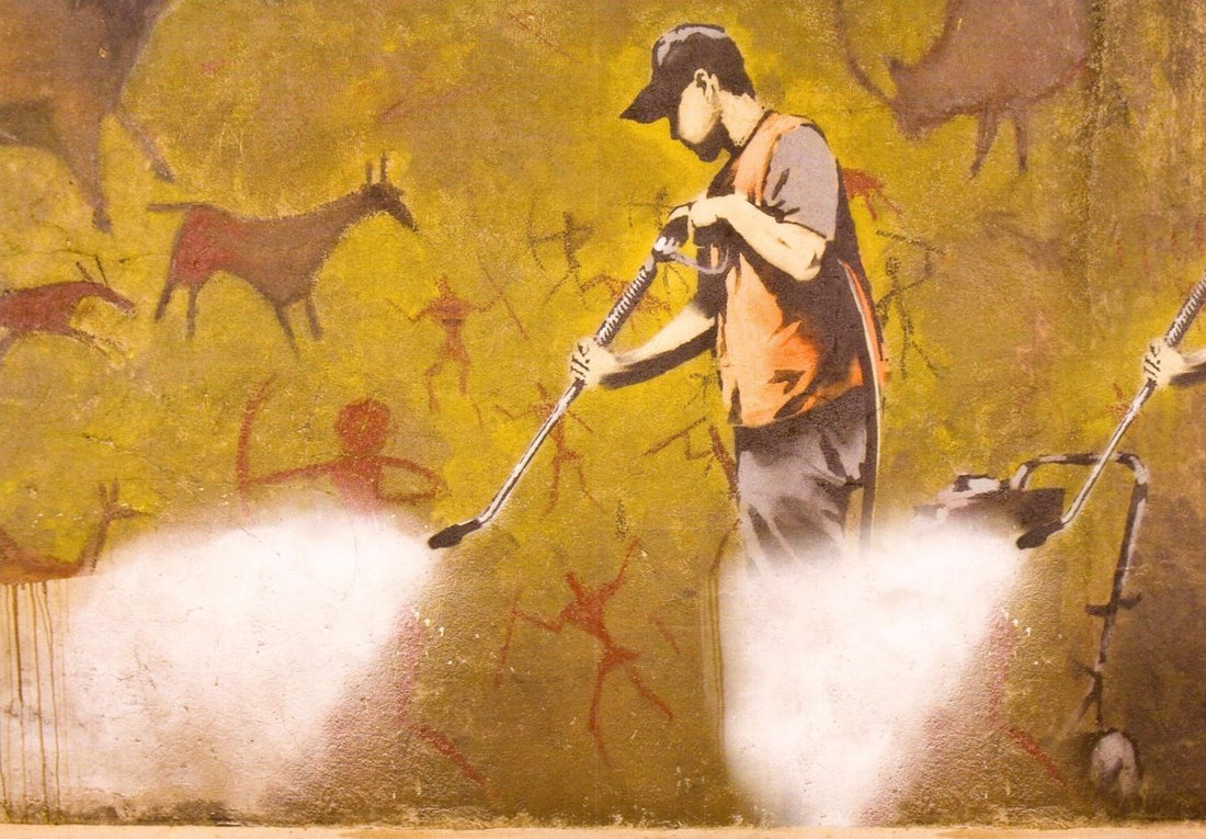 Geburtstags - Postkarte: Banksy Streetart, Urbane Graffiti - Kunst, Schablonenwandkunst von Mysteriösem Künstler - Moderne Kunstgeschichte