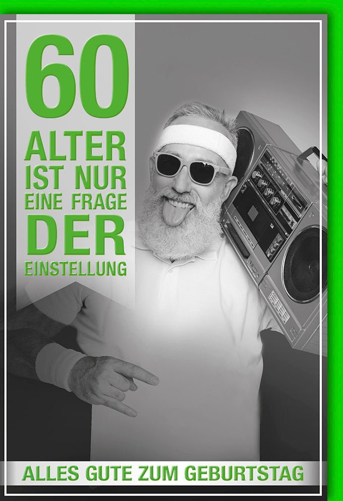 Geburtstagskarte 60. Jubiläum: Retro Musik & Humorvolle Glückwunschkarte zum Sechzigsten, Witzig Vintage Spaß - Gratulation für Party & Festlichkeit