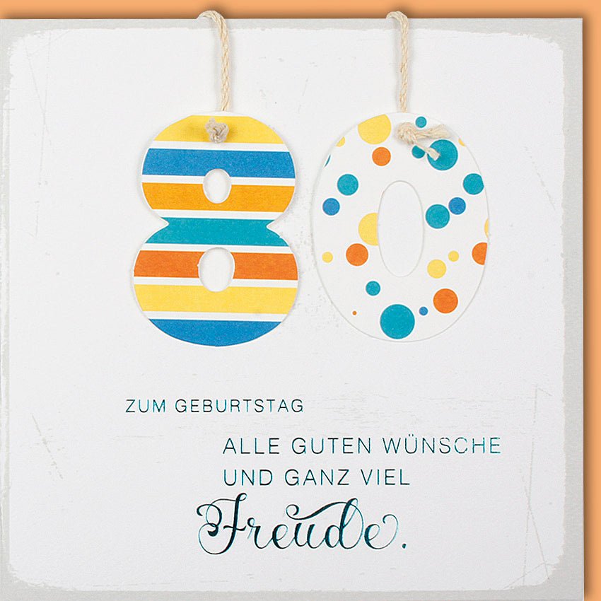 Geburtstagskarte 80 quadratisch Alle guten Wünsche