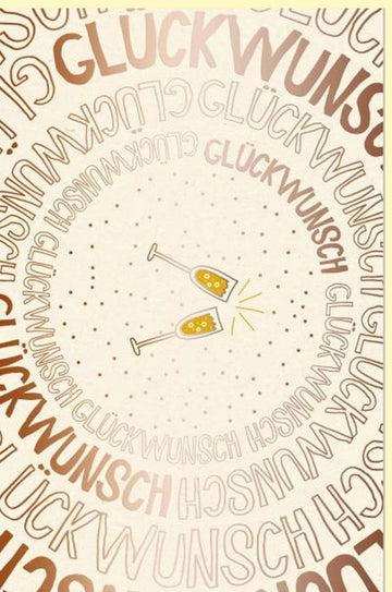 Geburtstagskarte & Allgemeiner Anlass – Öko - Freundliche Doppelkarte aus Zuckerrohrpapier, Neutrales Design mit Sektgläsern, Beige, Ideal für Feiern im Kreis von Familie und Freunden