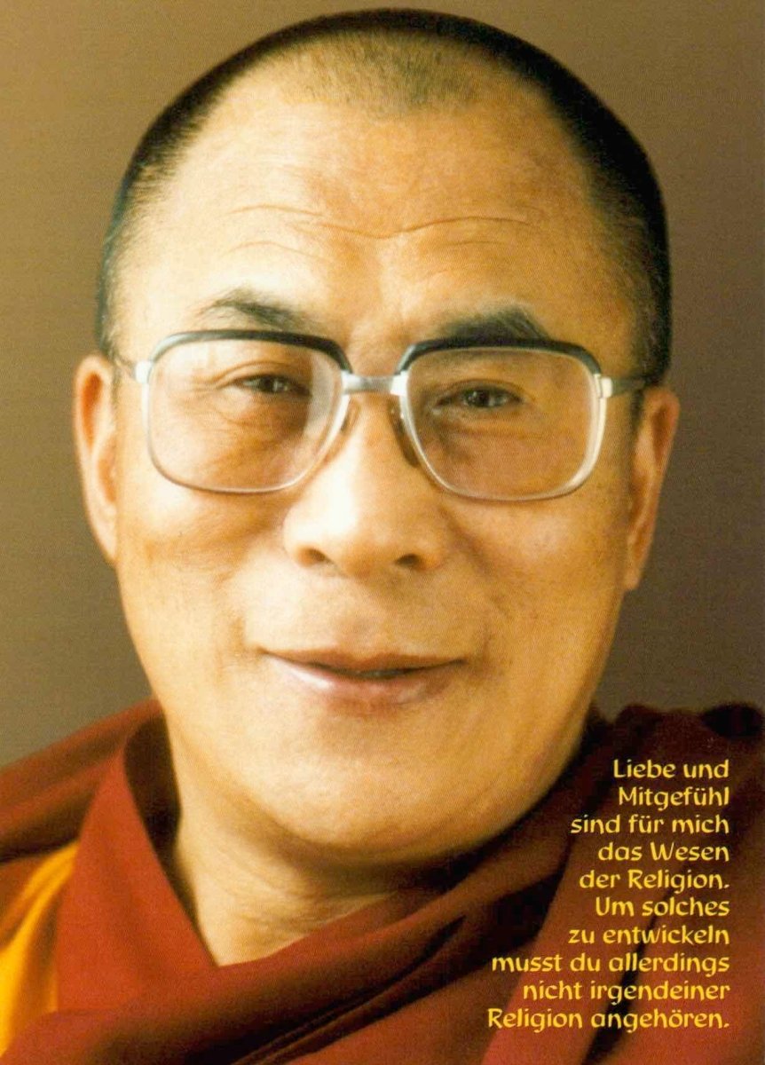Geburtstagskarte - Dalai Lama Zitat über Liebe & Mitgefühl, Spirituelle Weisheit Buddhismus, Inspirierende Porträt Postkarte für Frieden und Glaube
