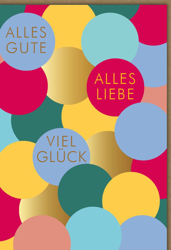 Geburtstagskarte Doppelkarte - Farbenfrohe Glückwunschkarte mit Punkten, "Alles Gute & Liebe" für Feier & Jubiläum, Bunte Gratulation