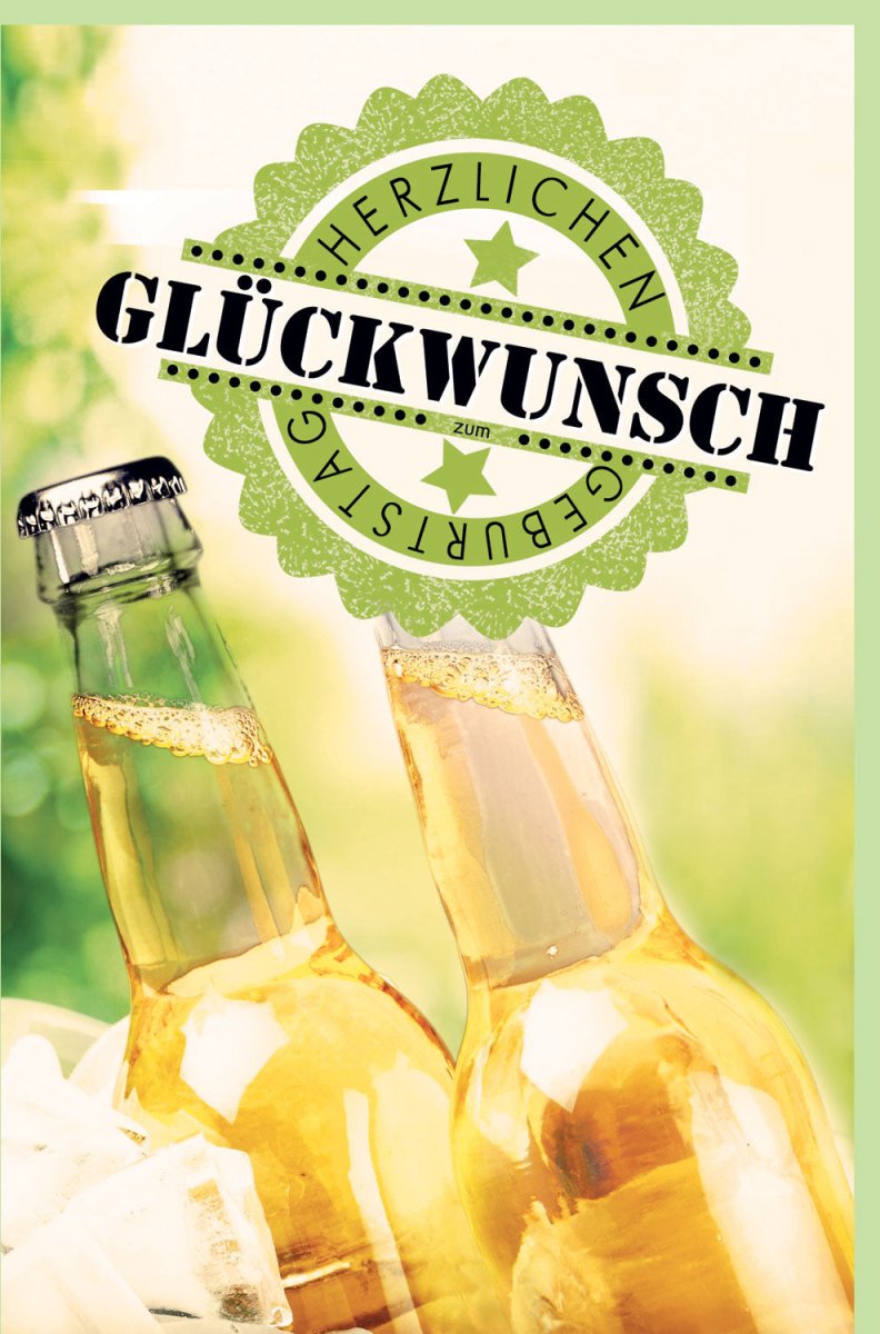 Geburtstagskarte Doppelkarte mit Biermotiv - Prost & Cheers Design für Geburtstagsfeier, Jubiläum - Glückwunschkarte zum Anstoßen, Happy Birthday Gratulationskarte, Geschenkkarte Celebration