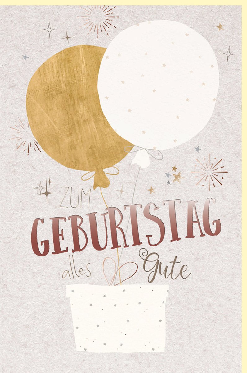 Geburtstagskarte Doppelkarte mit Metallicfolie und Luftballons - Farbenfrohe Glückwunschkarte für Erwachsene und Jugendliche, Beige & Gold Design, Perfektes Geschenk zur Feier