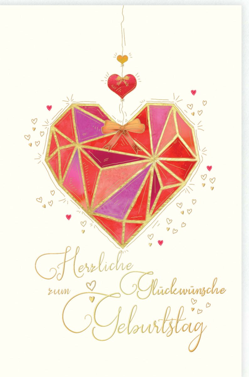 Geburtstagskarte – Elegante Doppelkarte mit Herz & Liebe Motiv, Perfekt für Jubiläum & Feiern, Herzlichen Glückwunsch Celebration Birthday Card