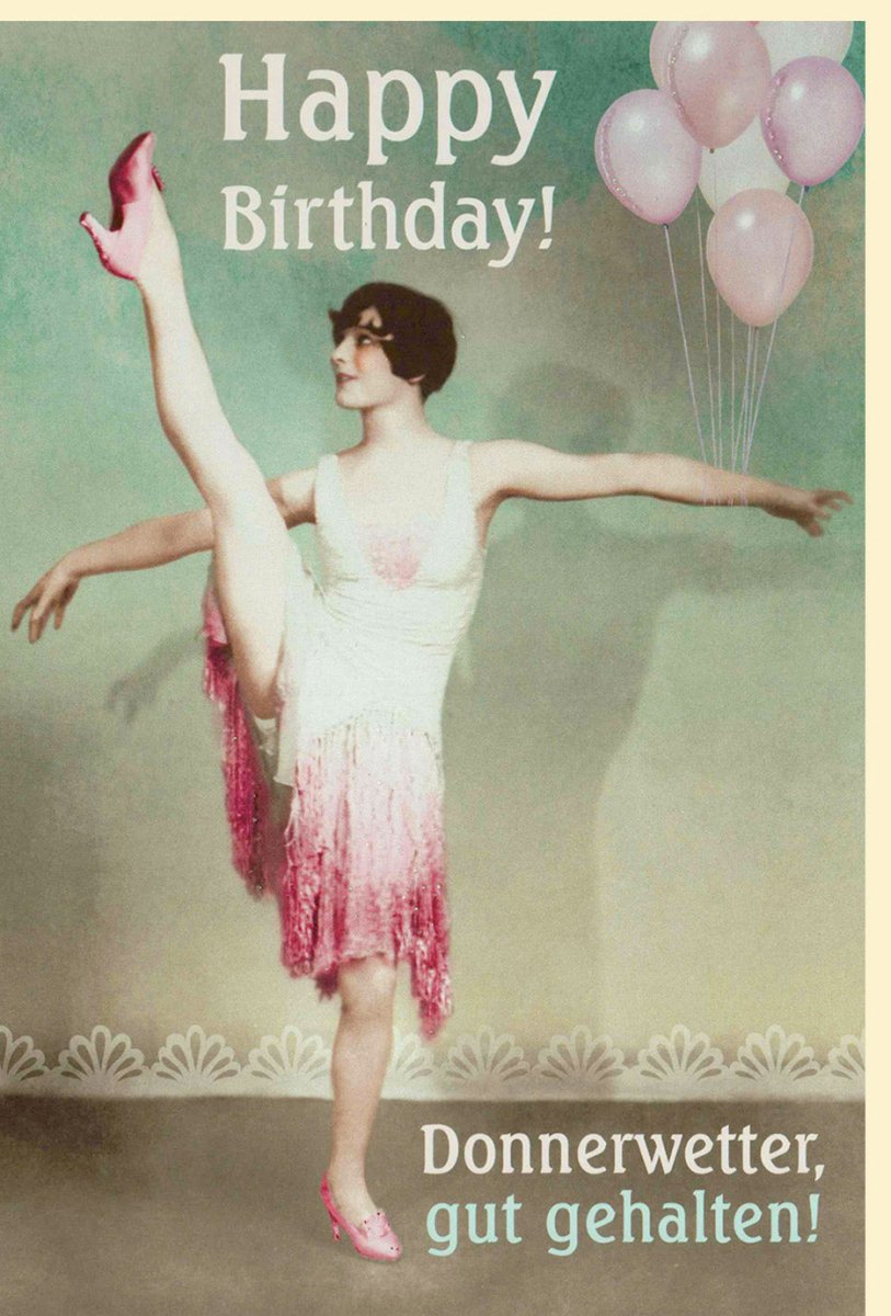 Geburtstagskarte Frau Lustig - Retro Spruch & Ballons Design, Rosa Vintage Humorvolle Doppelkarte, Donnerwetter Gratulation, Feierliche Glückwünsche zum Geburtstag - Einzigartige Karte mit Umschlag