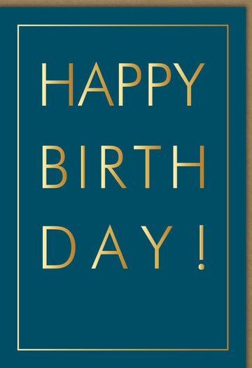 Geburtstagskarte für Erwachsene – Elegante Doppelkarte mit goldener Schrift auf dunkelblauem Hintergrund, stilvolle Happy Birthday Glückwunschkarte, geschmackvolles Design für Freunde & Familie, zeitlos & minimalistisch