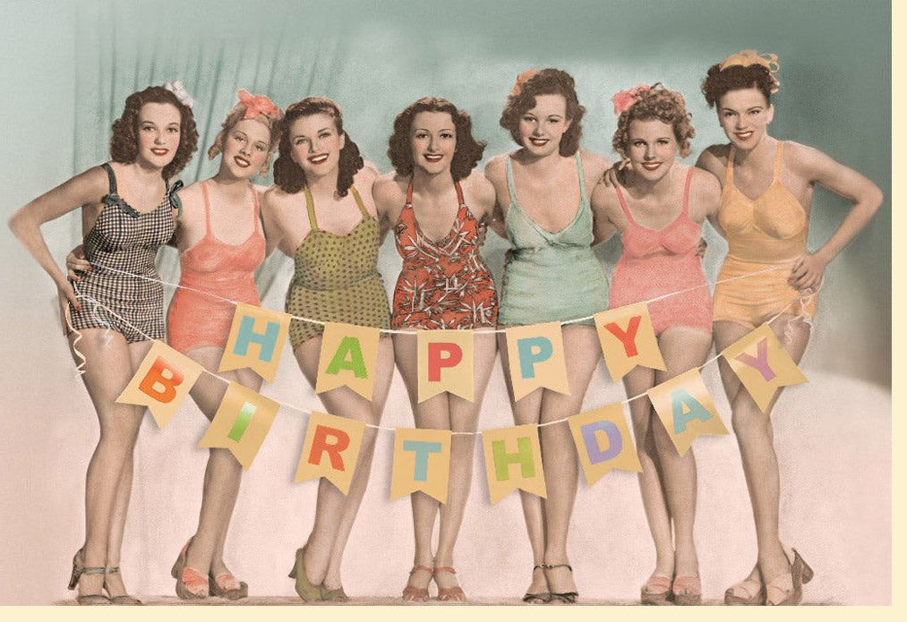 Geburtstagskarte für Erwachsene - Lustige Retro Vintage Doppelkarte, Witzig & Originell mit Siebziger Jahre Flair, Happy Birthday Humor Grußkarte für Männer und Frauen, Ausgefallenes Design in Beige