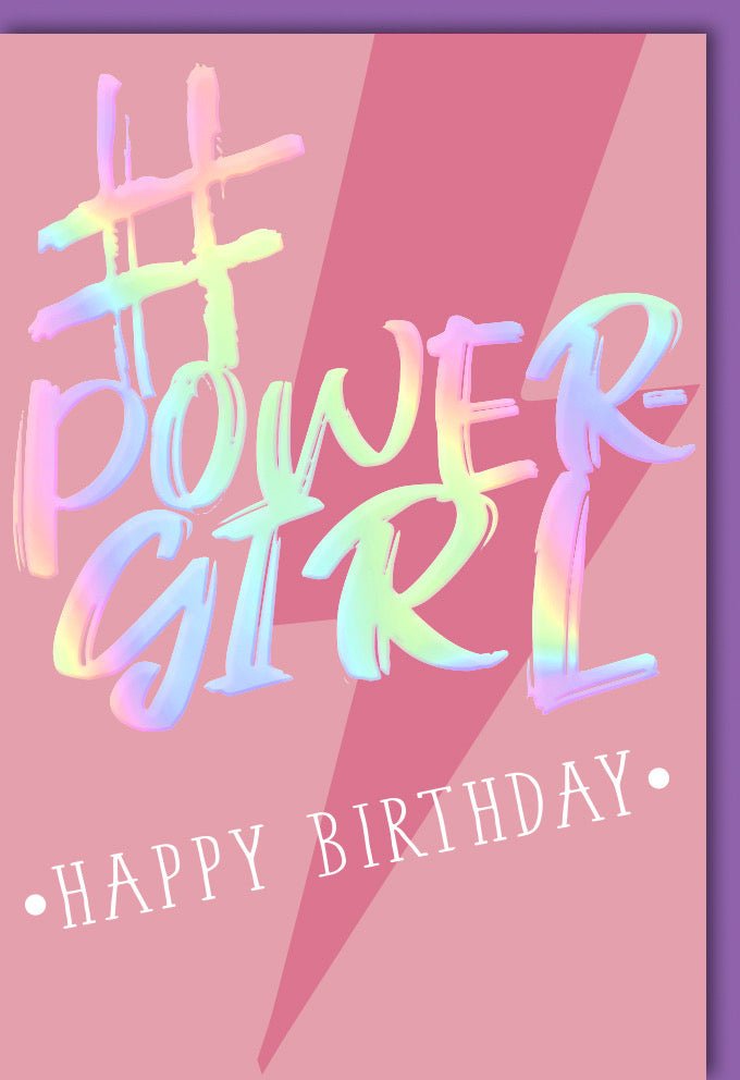 Geburtstagskarte für Frauen - Powergirl Glückwunsch Doppelkarte in Rosa mit Stilvollem Schriftzug - Modernes Design für Feier und Festlichkeit, Elegante Gratulationskarte