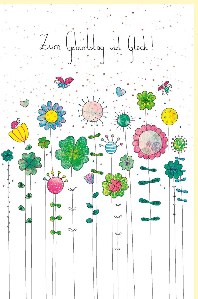 Geburtstagskarte für Frauen und Mädchen – Handgemachte Glückwunschkarte mit Blumenillustration, Naturkarton & Roségold Folie, Farbenfrohes Design mit Blindprägung, Einzigartige Pflanzenmotiv - Karte in Rosa & Grün