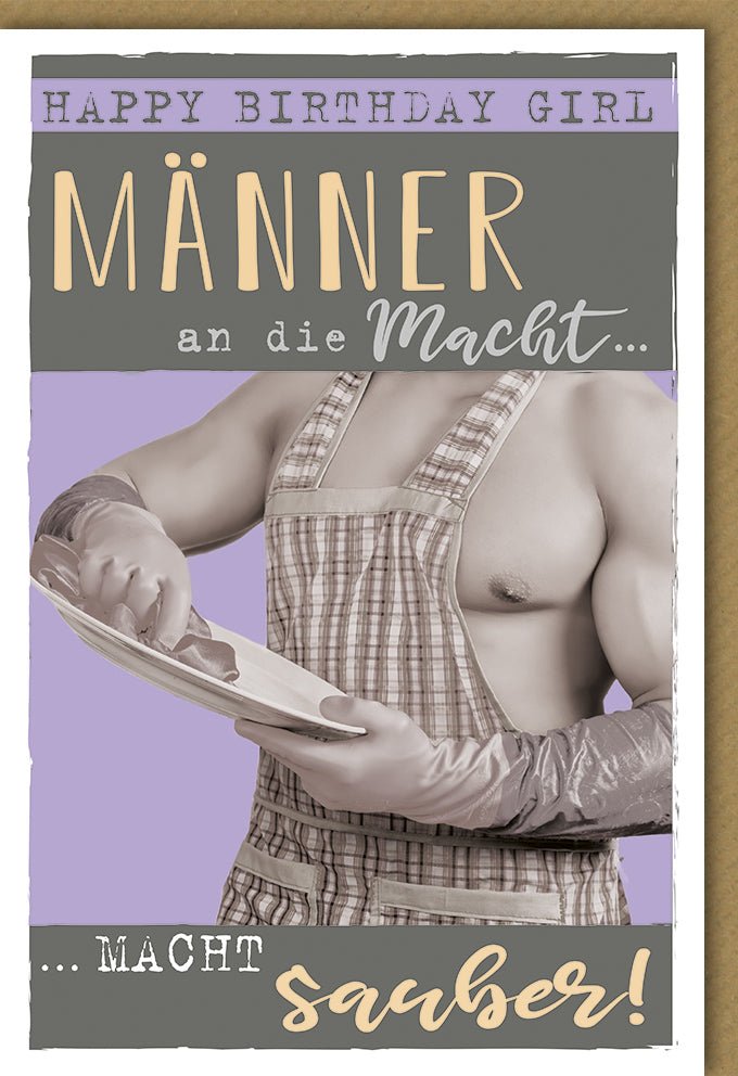 Geburtstagskarte für Frauen und Männer - Witzige & Lustige Sprüche mit Saubermacht - Humor - Lila & Gold Design - Humorvolle Glückwünsche für Freundin, Schwester, Kollegin - Ironisch Feministische Doppelkarte