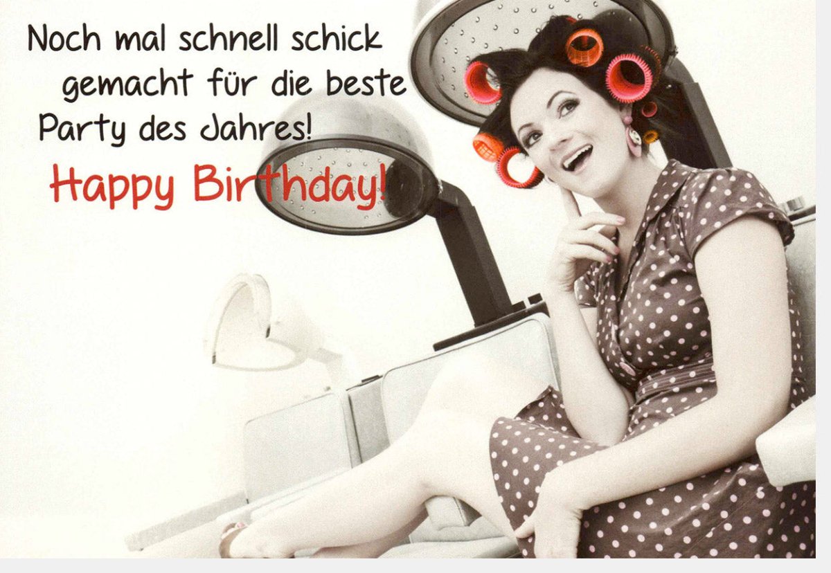 Geburtstagskarte für Frauen - Witziger Spruch im Retro - Stil mit Lockenwicklern & Polkadots, Humorvolle Vintage Glückwunschkarte, Schicke Lustige Party - Feier Doppelkarte