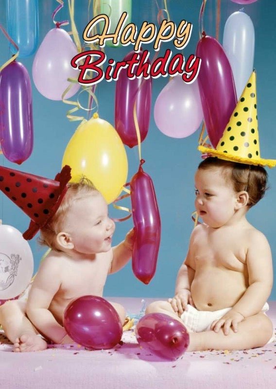 Geburtstagskarte für Kinder: Bunte Postkarte mit Luftballons, Partyhüten – Fröhliche Glückwünsche & Spaß zum Jubiläum