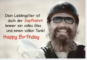 Geburtstagskarte für Männer - Lustige Spruchkarte mit Bier & Zapfhahn Motiv, Witziger Humor zum Tanken und Feiern, Originelles Geschenk mit Glückwunsch, Humorvoller Kartengruß für Geburtstagsglückwünsche