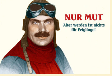 Geburtstagskarte für Männer - Retro Flieger Design mit Lustigem Spruch, Vintage Humor zum Älterwerden, Mutmachende Doppelkarte