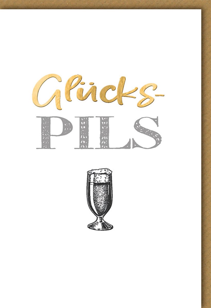 Geburtstagskarte für Männer - Stilvolle Bier Pils Motiv Glückwunschkarte mit Humor, Witzige Typografie in Gold, Schwarz & Weiß, Moderne Schlichte Gratulationskarte, Einfach & Elegant - Doppelkarte