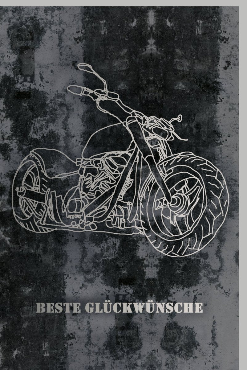 Geburtstagskarte für Männer - Vintage Motorrad Design im Grunge Look, Chopper Biker Glückwünsche Doppelkarte