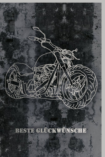Geburtstagskarte für Männer - Vintage Motorrad Design im Grunge Look, Chopper Biker Glückwünsche Doppelkarte