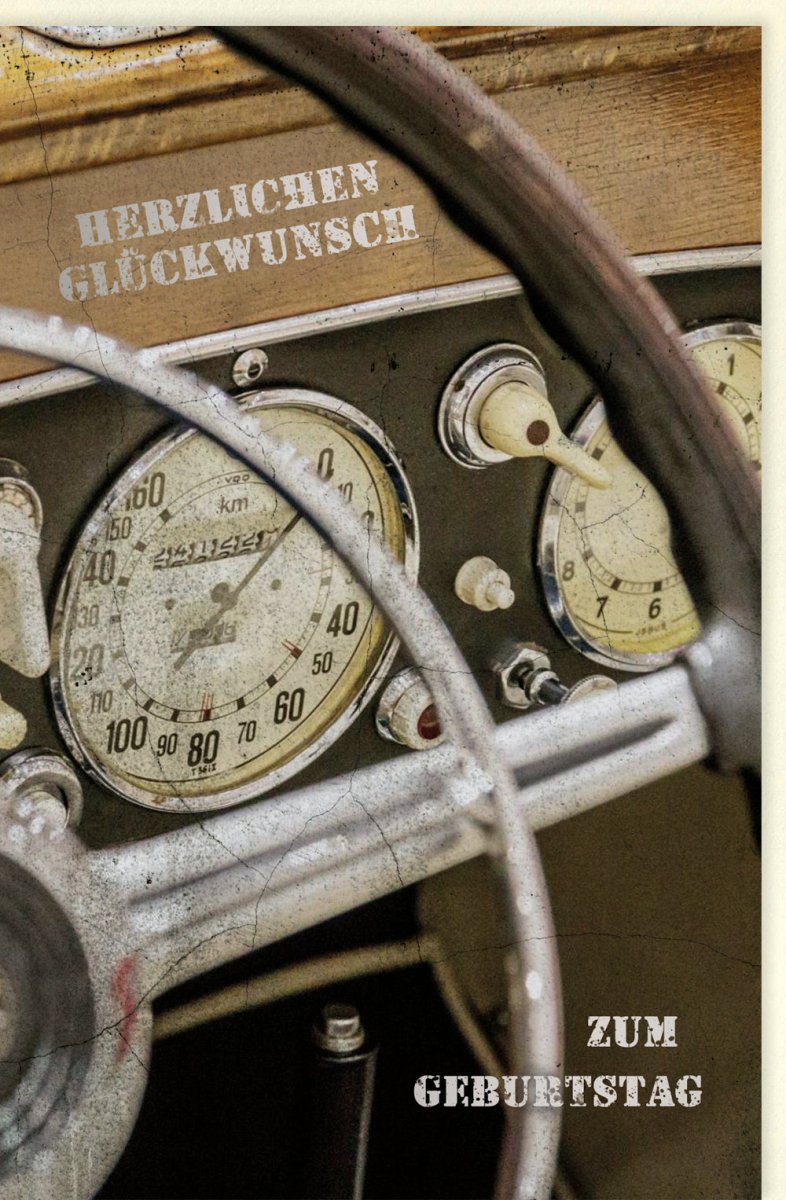 Geburtstagskarte für Männer - Vintage Oldtimer Motiv, Elegante Retro Auto Doppelkarte mit Herzlichen Glückwunsch, Stilvolles Design für Hobby Sammler und Automobile Liebhaber