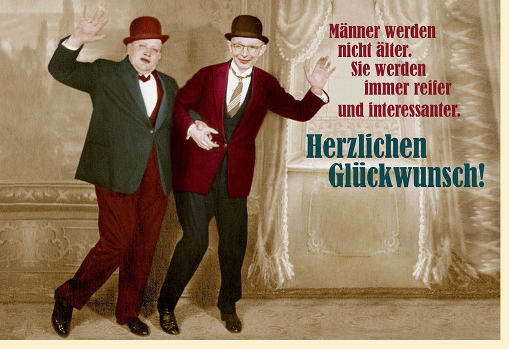 Geburtstagskarte für Männer - Witzige Sprüche & Vintage Humor zum Älterwerden - Lustige Glückwünsche im Retro - Stil für Herren, Rot - Braun, Ideal für Feier & Party Einladungen, Scherzkarte für Erwachsene Freunde